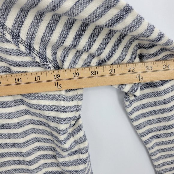 Free People Sweater Womens XS Blue Ivory Stripe Cowl Neck Cropped Pullover Boho - Picture 7 of 7